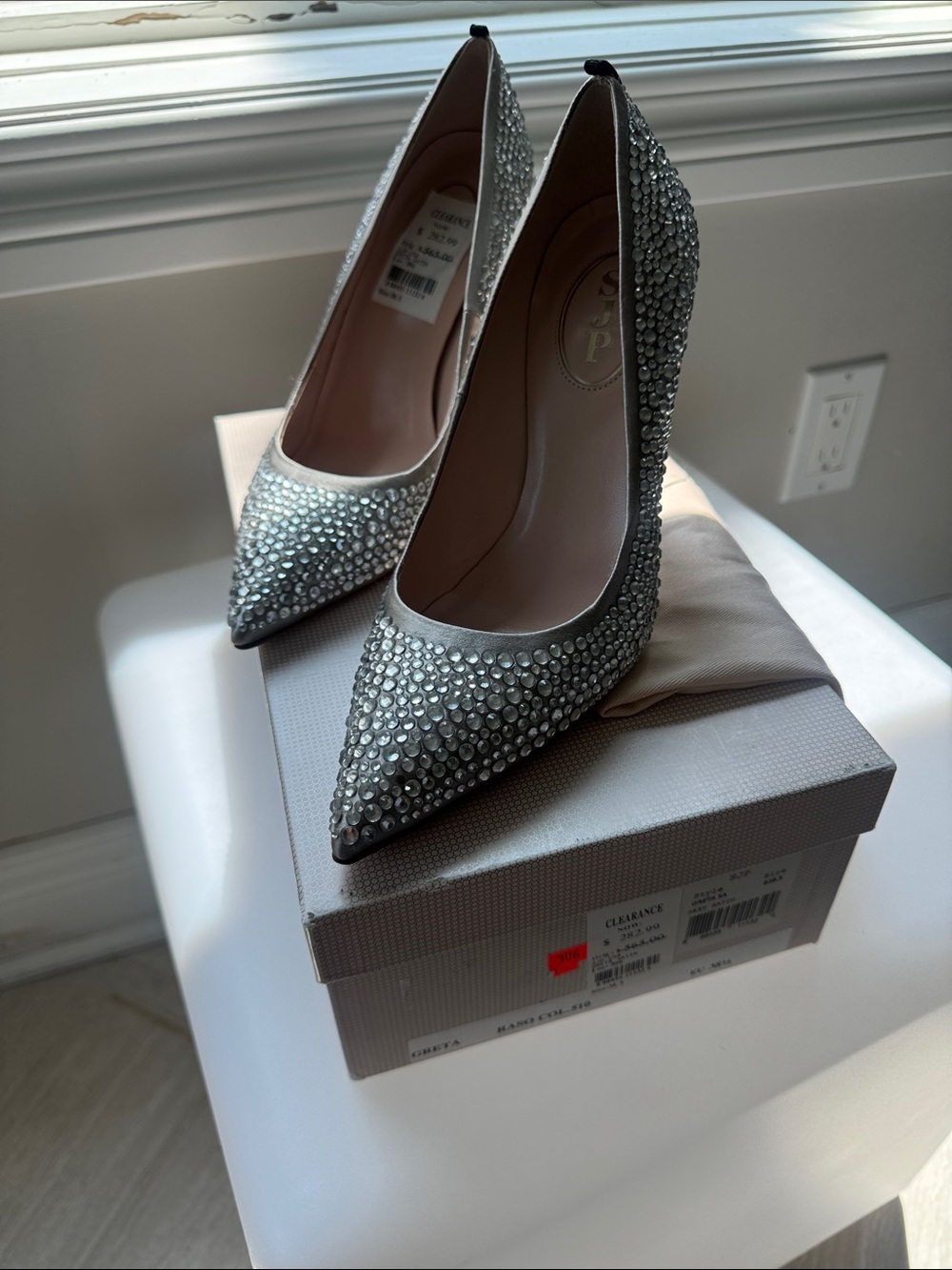 SJP by Sarah Jessica Parker Silver Crystal Pointed-Toe Pumps